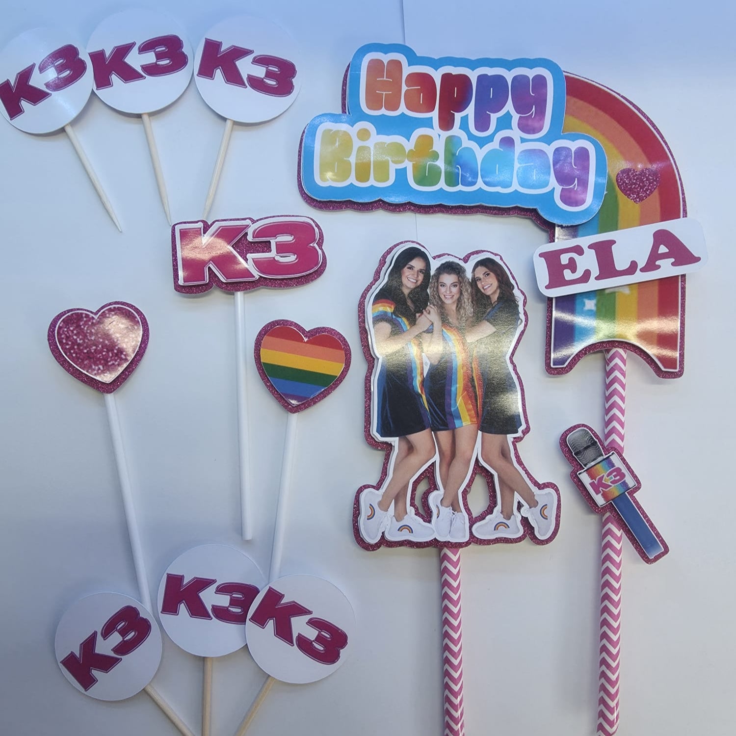K3 Taartdecoratie met Regenboog – afbeelding 5