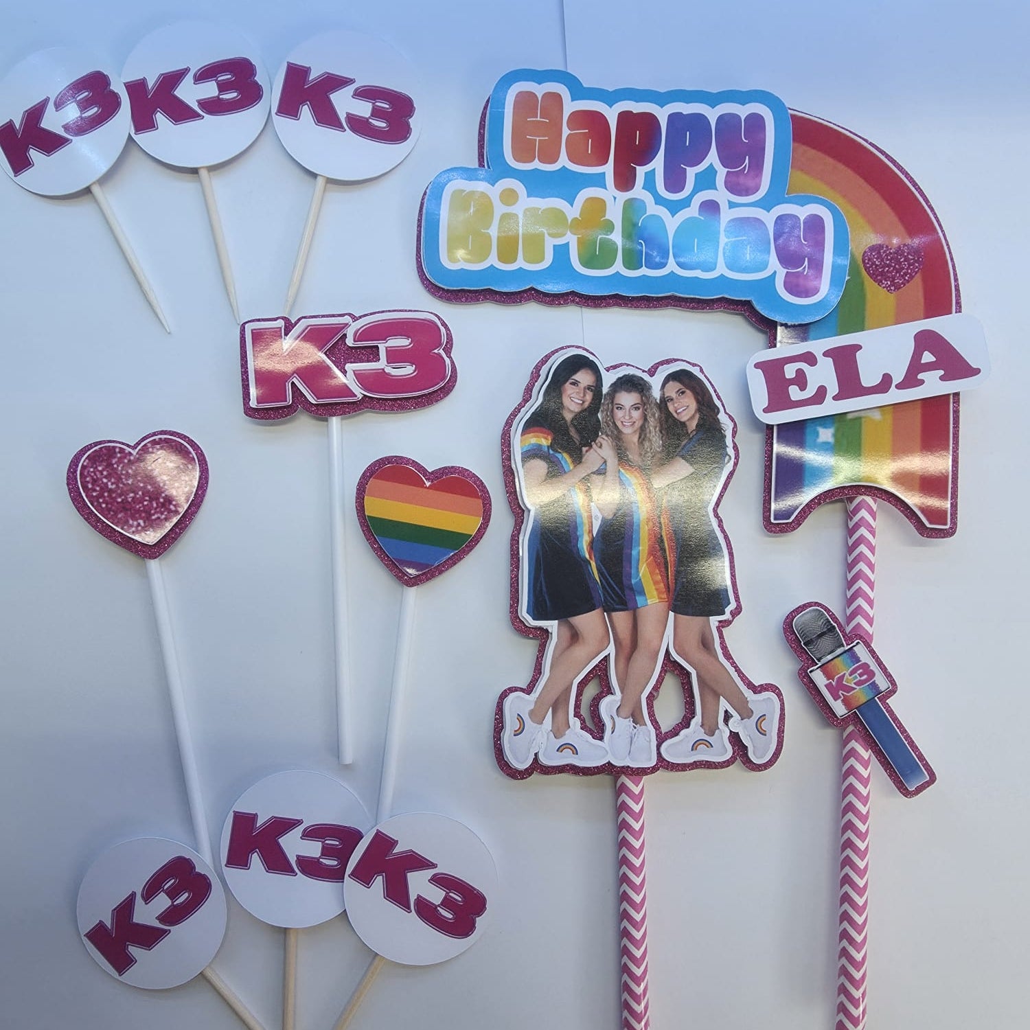K3 Taartdecoratie met Regenboog – afbeelding 4