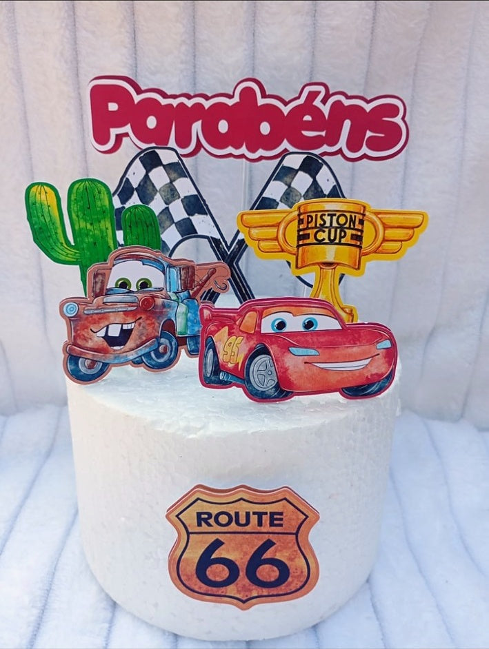 Cars taarttopper set van fotopapier in 2 lagen