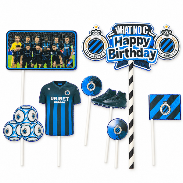 Club Brugge taartdecoratie – eenvoudige set zonder naam en leeftijd op witte achtergrond