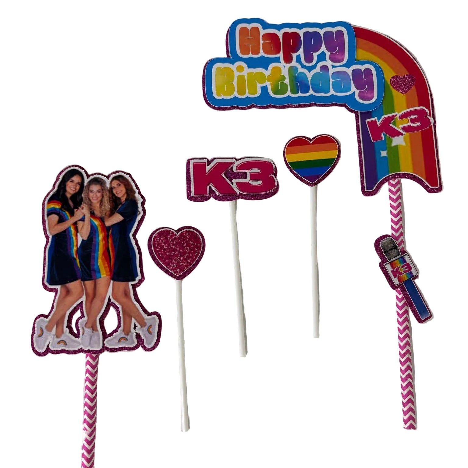 K3 Taartdecoratie met Regenboog