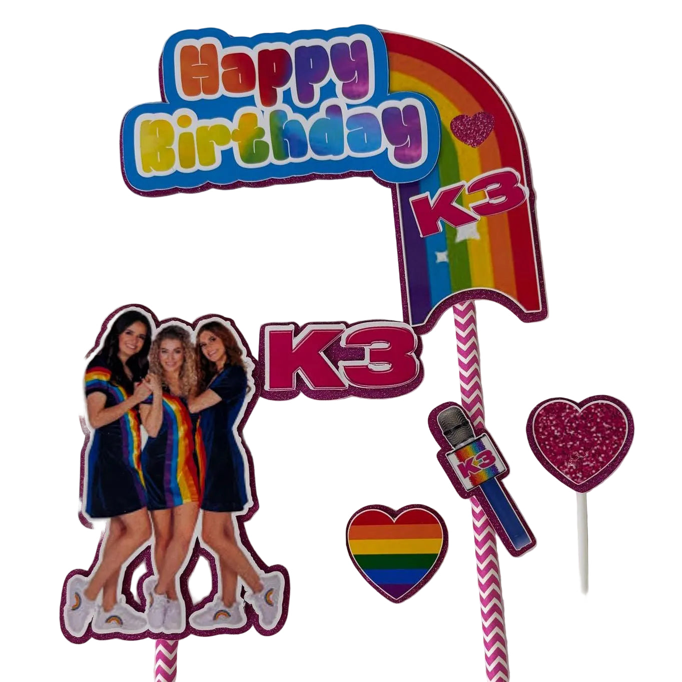 K3 Taartdecoratie met Regenboog – afbeelding 2