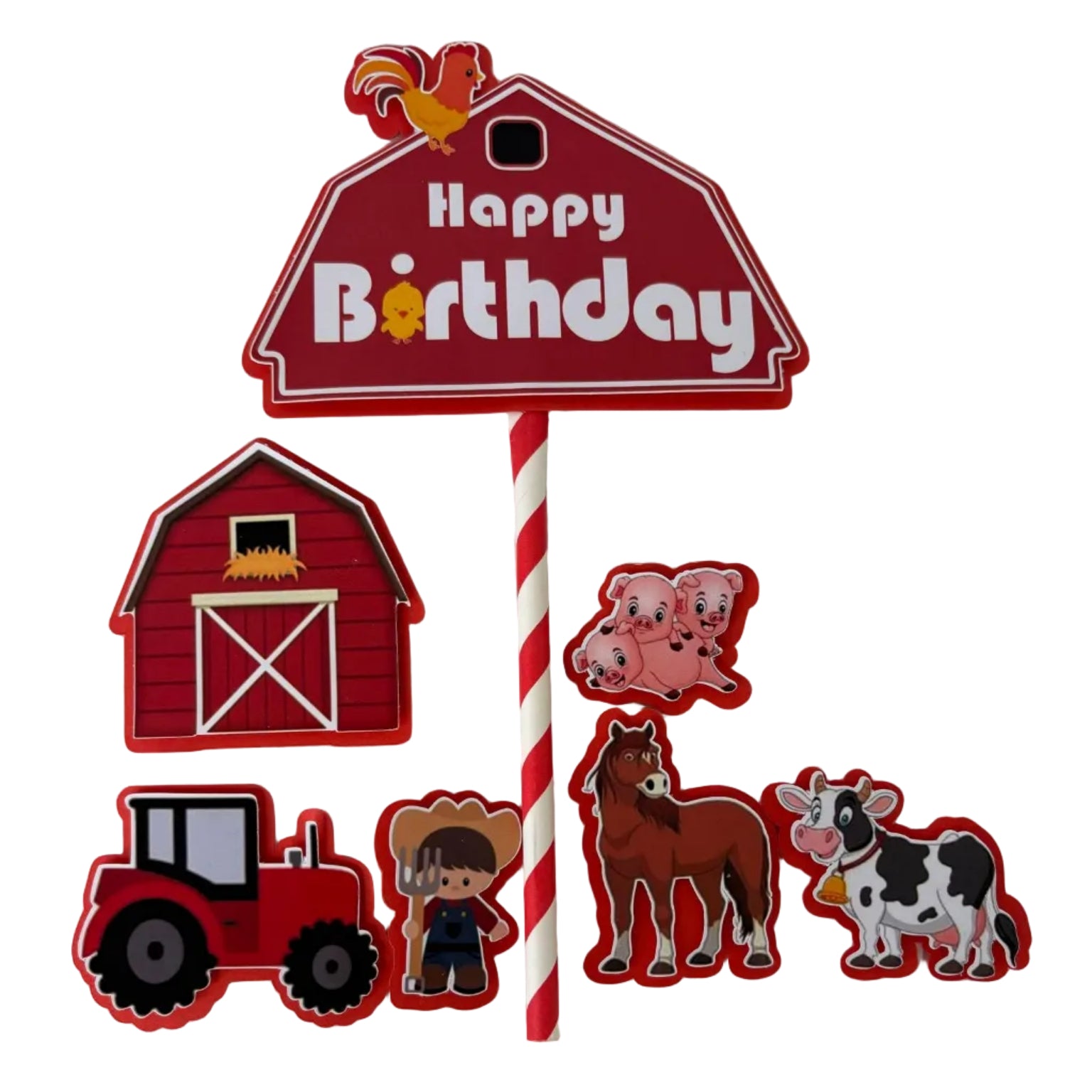 Farm cake topper, farm animal party, kids cake decoration, personalized topper, rustic themed cake
