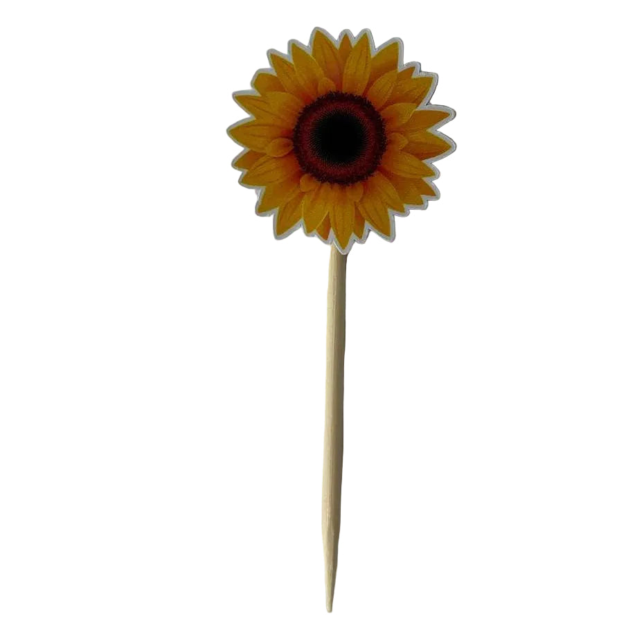 Sunflower cake topper, sunflower cupcake topper, customizable topper, flower cake decoration, sunflower birthday topper.