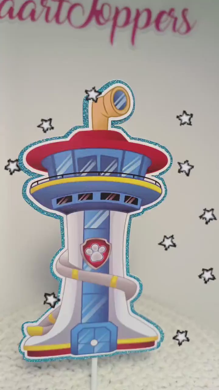 Video van de handgemaakte Paw Patrol taarttopper met voorbeeld van naam en leeftijd