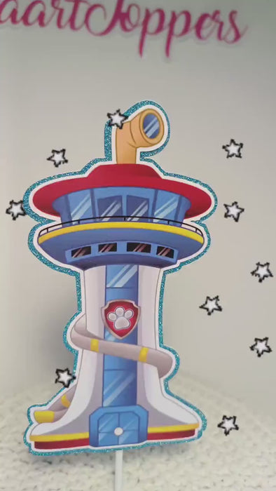 Video van de handgemaakte Paw Patrol taarttopper met voorbeeld van naam en leeftijd