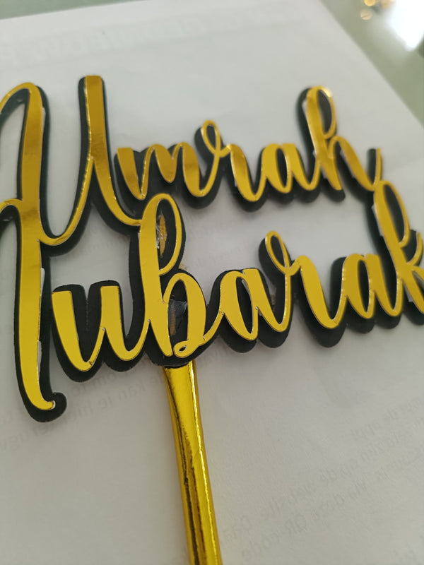Originele detailfoto model 2 Umrah Mubarak met twee woorden in sierletters